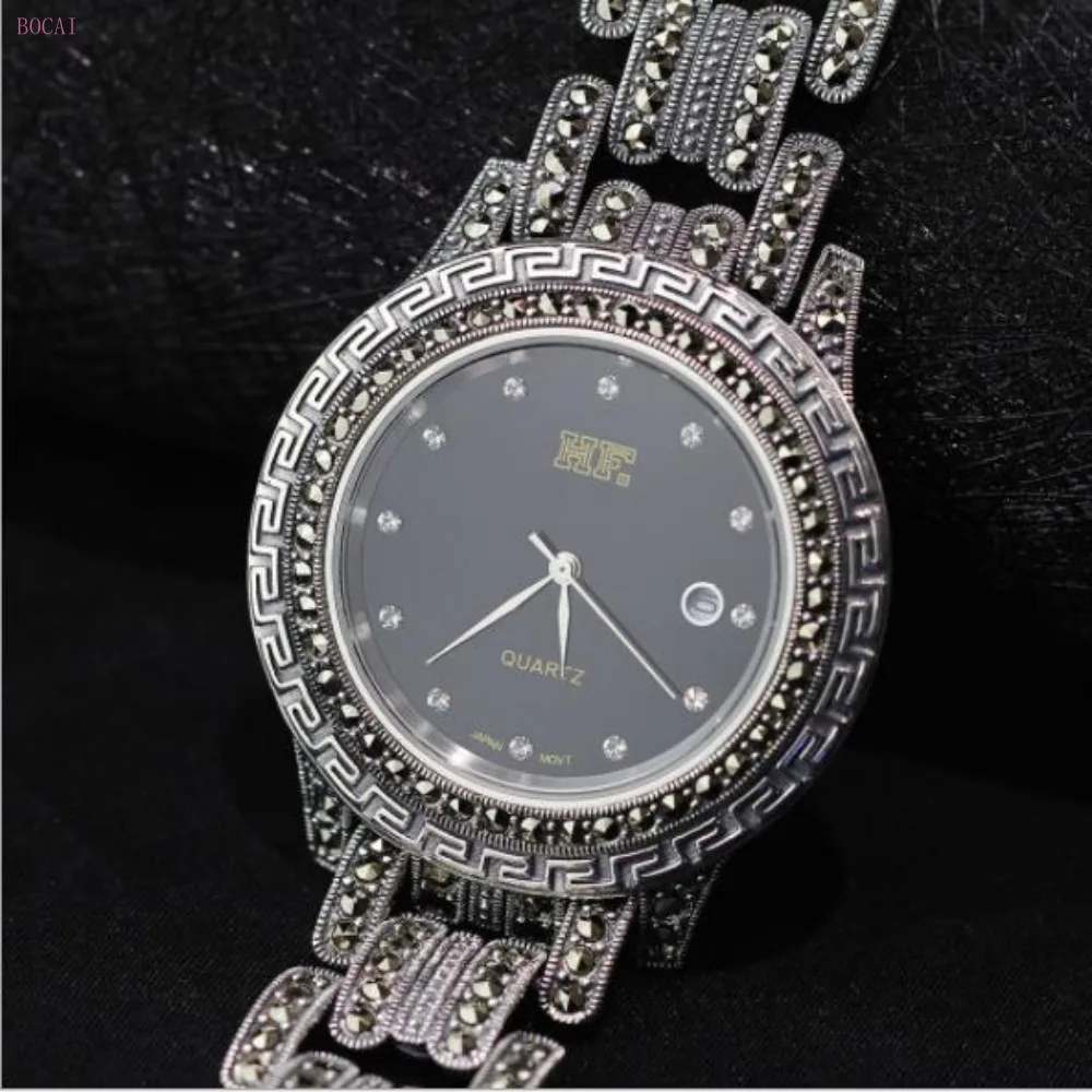Серебро 925 пробы S925 пробы, ювелирные изделия из стерлингового серебра Таиланд, мужские часы из стерлингового серебра, браслет из тайского серебра