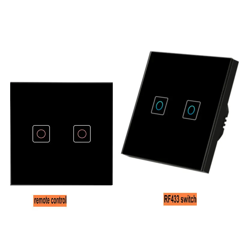 

Wireless Light Switch Transmitter RF433 Double Control Switch 1/2/3 Gang EU Standard Tempered Glass Panel Touch Switch