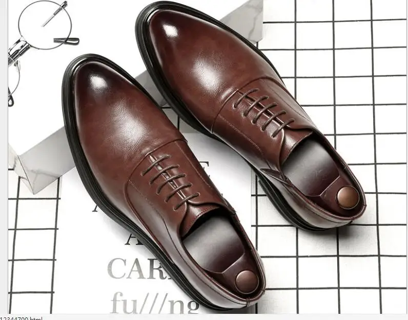 Mens Formal Shoes Genuine Leather Oxford Shoes For Men Black Brown Dress Shoes Wedding Shoes Lace Up Leather Large size