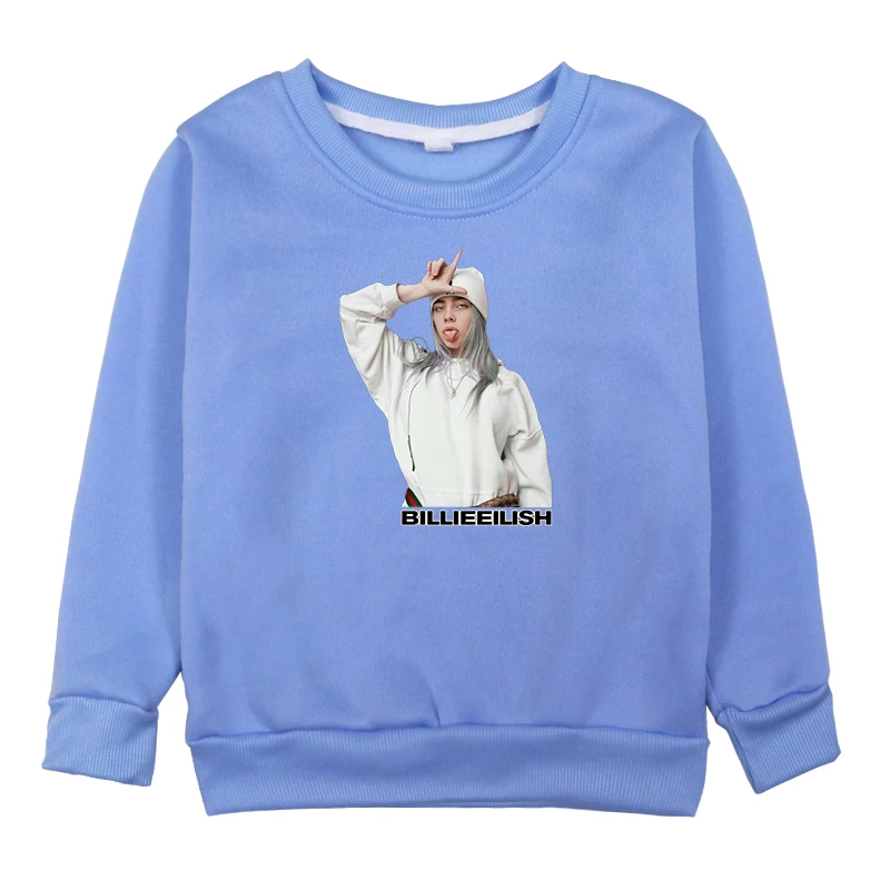Billie Eilish/свитер с принтом для маленьких девочек осенне-зимняя одежда для девочек, костюм с капюшоном для мальчиков флисовые топы для детей возрастом от 2 до 14 лет