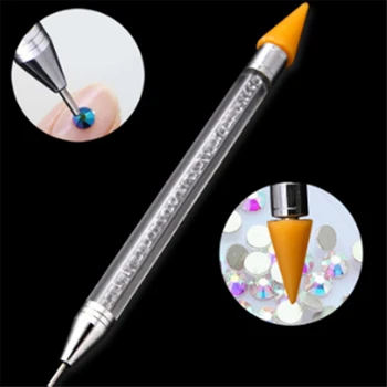 

Dual-Ended Nail Art Wax Pen Dotting Pick Up Rhinestone Crystal Bead Gem Brush Tool Manicure Self Adhesive Tips Acrylic Gel