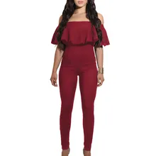 Women Jumpsuits Fashion Slim Sexy Off Shoulder Short Sleeve Solid Ruffled Slim Rompers Party Wear Overalls Monos de Fiesta 2020 Women Jumpsuits Fashion Slim Sexy Off Shoulder Short Sleeve Solid Ruffled Slim Rompers Party Wear Overalls Monos de Fiesta 2020