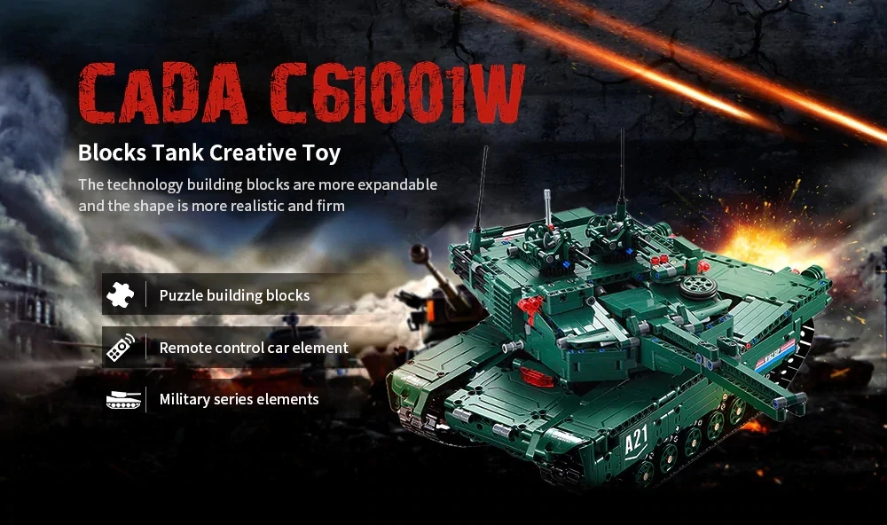 CaDA 1:20 C61001W 1498 шт. блоки здания собранные rc танк M1A2 автомобильные танки дистанционного управления игрушки для детей