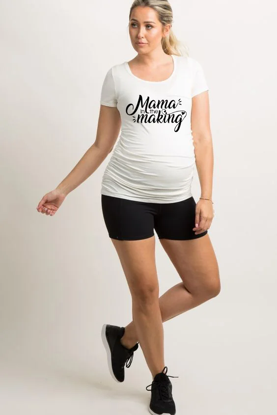 

Mama In The Making Summer Women T-shirts Maternity Funny Letter Tops O-Neck Pregnancy T Shirts Pregnant Women Tee Shirts