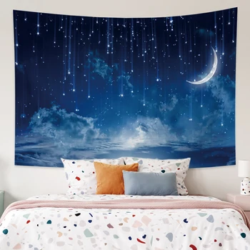 

Cassisy Tapestry Blankets Dreamy Starry Sky Moon Cloud Wall Hangings Bedroom Home Decor Carpet Forest Wall Chart Beach Towel