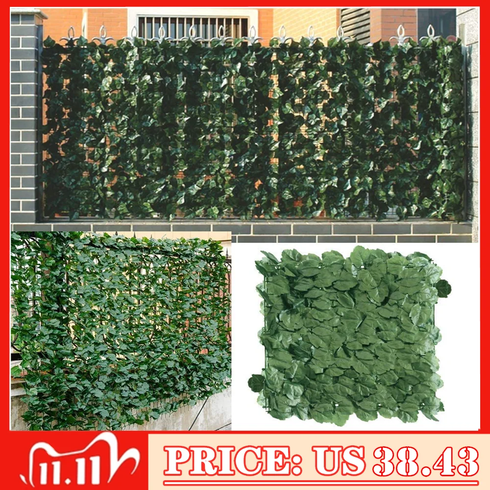 Green Deioxhy 1M*3M Wall Artificial Ivy Leaf Hedge Privacy Wall Cover Garden Outdoor Fence Screening Roll Garden Fence Balcony 
