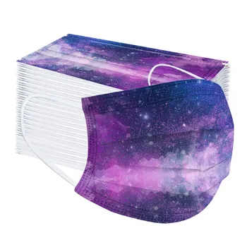 

100pc Adult's Gradient Printed Mask Disposable Protective Face Mask Three-layer Filtration Ear-mounted Mask Mondkapjes Masque