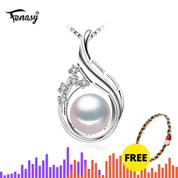 

FENASY 925 Sterling silver necklaces for women natural freshwater pearl pendant necklace natural stones with white pearl
