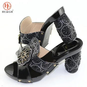 

2020 Black Color African Women Shoes With High Heels Pumps For Wedding Italian Designs Lady Party Shoes Good Quality Shoes Pumps