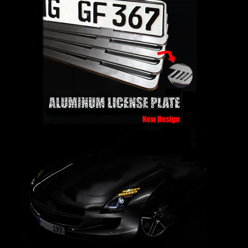 No Rusty Aluminum Alloy License Plate Frame Replacement Cover for BENZ AMG 53cm EU German Russia License Frame New Design