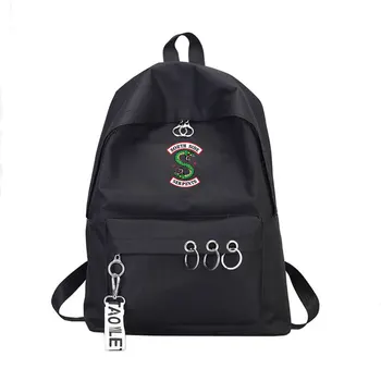 

Riverdale Backpack Women Hip Hop Harajuku Canvas School TV Show Riverdale Travel Bag Backpack Key Ring Femme