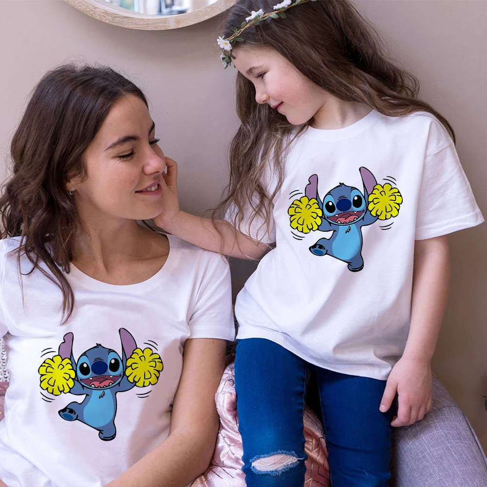 aunt and niece matching outfits Disney Children T-shirt Harajuku Tshirt Women Men Lilo & Stitch Graphic Girl Boy Kids T Shirts Summer Family Clothes Dropship matching family christmas outfits