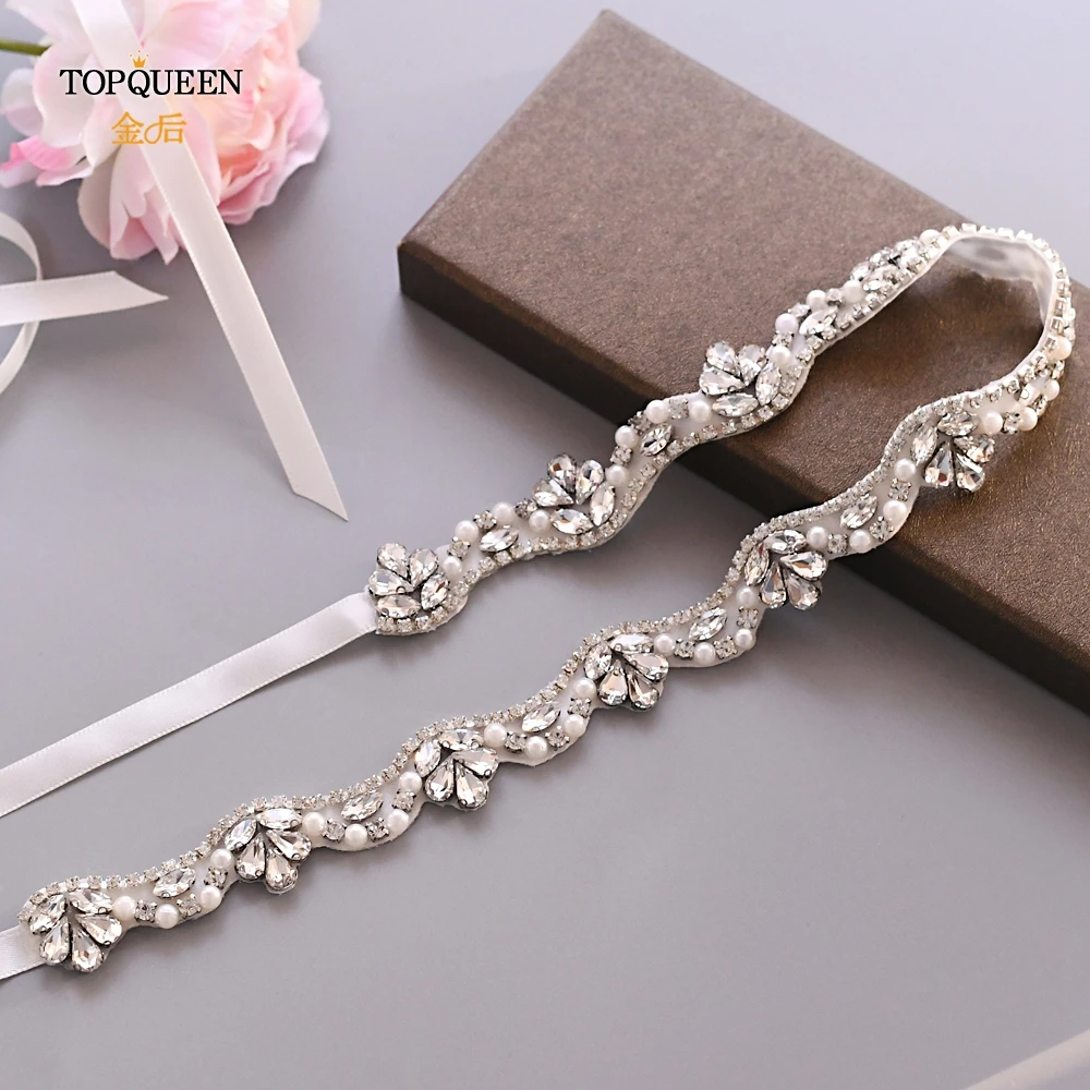 TOPQUEEN, S421-S, свадебное платье, пояс, простое свадебное платье, серебряные ремни для платьев, горный хрусталь, эластичный пояс