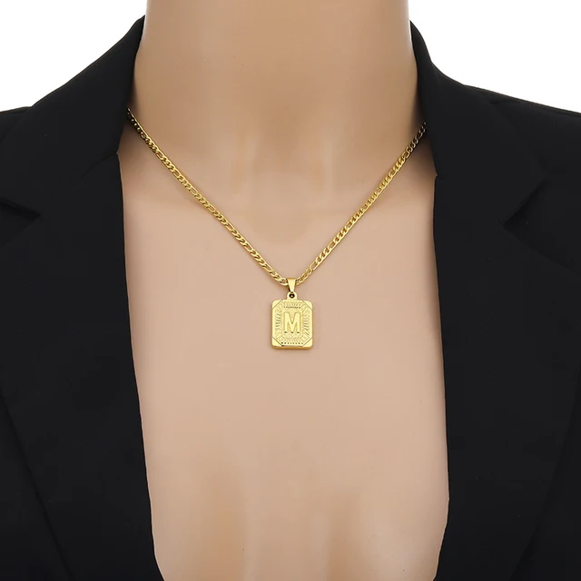 Initial Gold Name Plate Necklace
