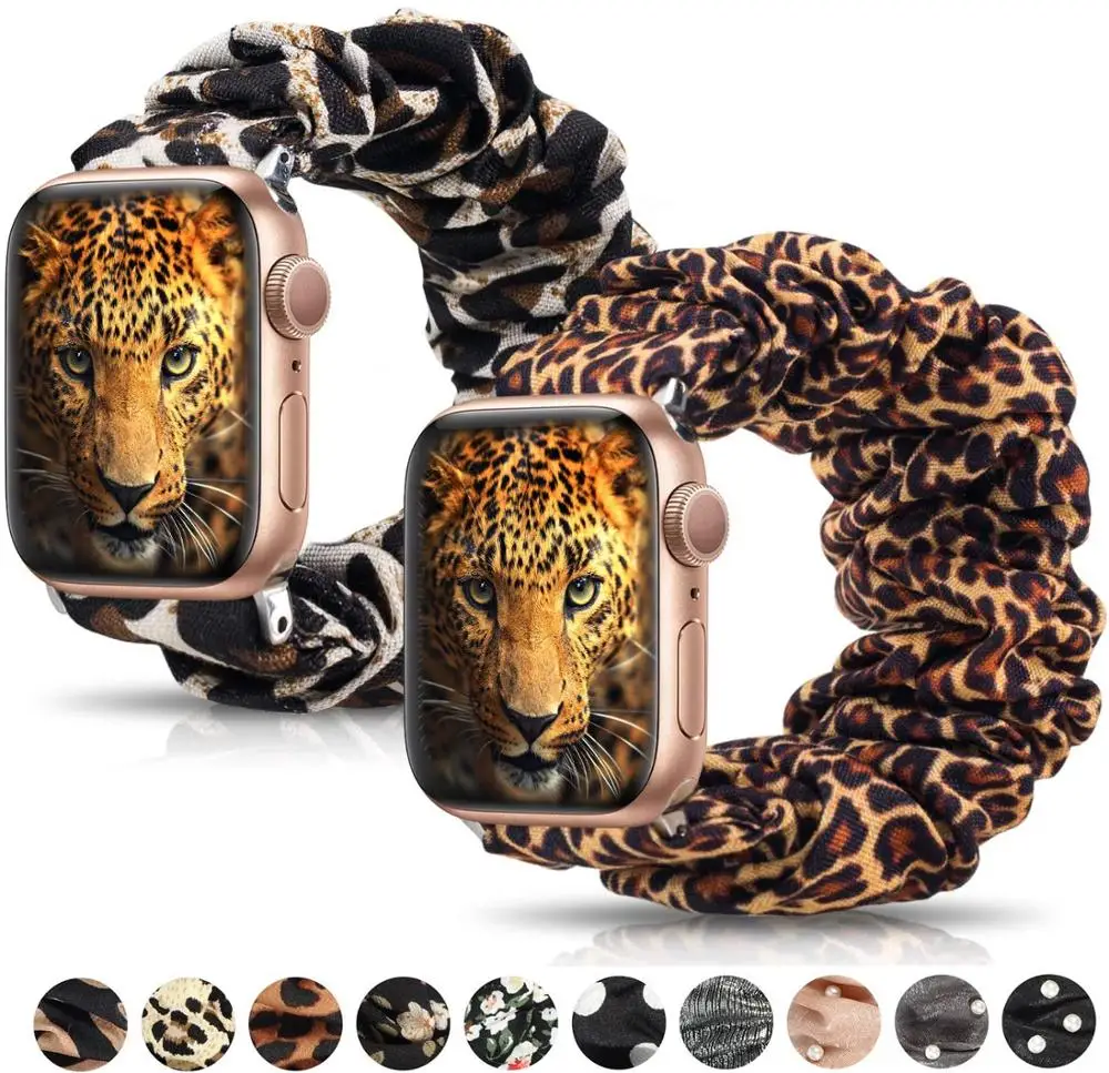 Cheetah Strap for apple watch band 40mm 44mm iWatch 38mm 42mm Watchband Scrunchie bracelet 5 4 3 38 40 42 44 mm | Наручные часы