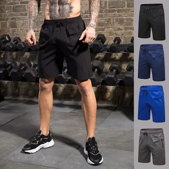 

New Arrival 2019 Fashion Men Shorts Fitness Training Invisible Zip Pockets Quick-drying Sports Pants Casual Loose Shorts hh88