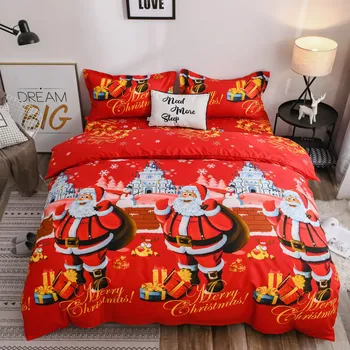 

BEST.WENSD Digital printing california king comforter bedding set luxury queen king bed red Christmas housse de couette 240x260
