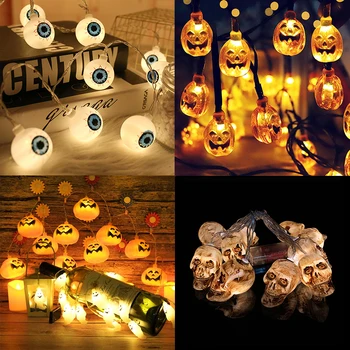 

1.5m 10 Led Halloween Pumpkin Ghost Skeletons Bat Spider Led Light String Festival Bar Home Party Decor Halloween Decoration