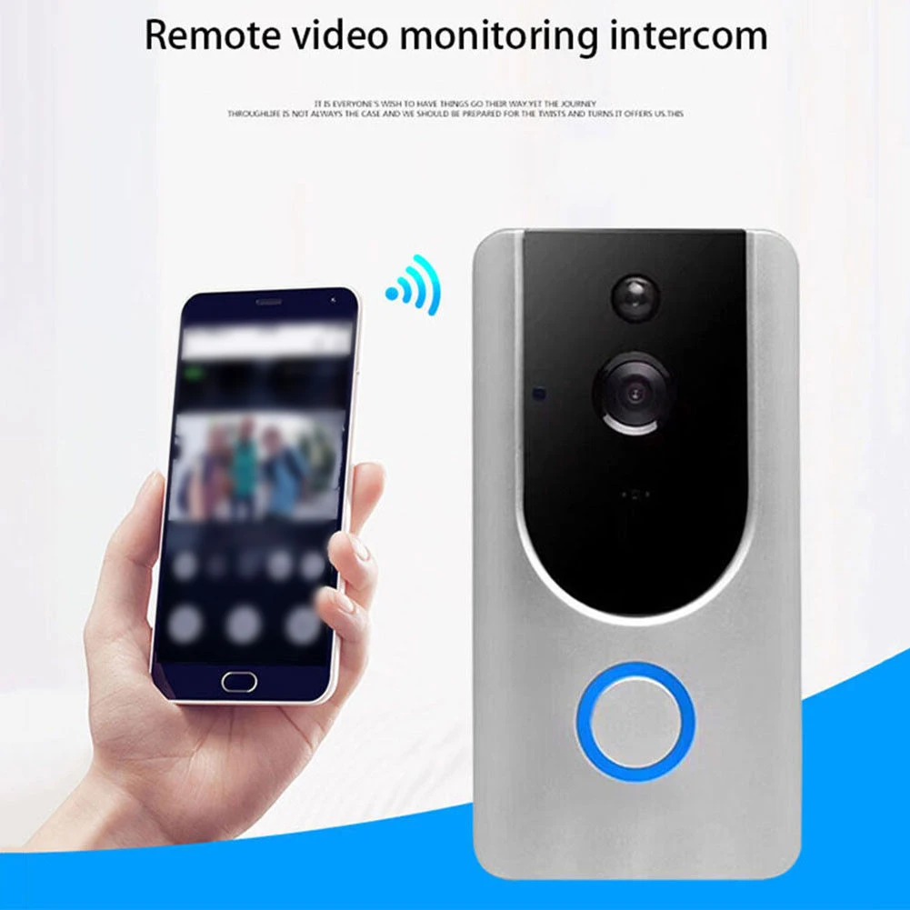 

Smart Wifi Doorbell Wireless HD Video Camera Ring Motion Detection Silver