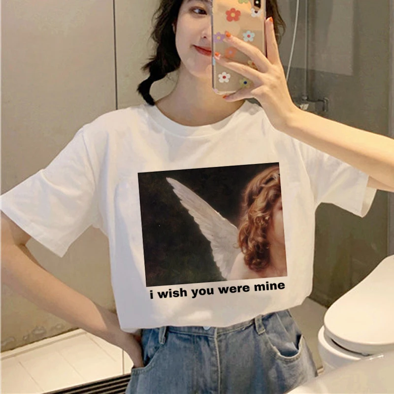 

Angel Aesthetic Kawaii T Shirt Women Harajuku Korean Style T-shirt Ullzang Cute Grunge Tshirt 90s Graphic Fashion Top Tee Female