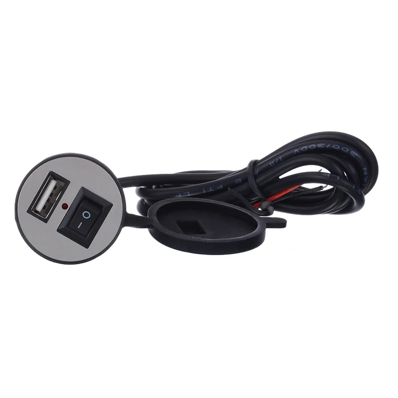 1pc Waterproof 12V Motorcycle Handlebar USB Phone Power Charger Outlet Socket With Switch LED Indication Light