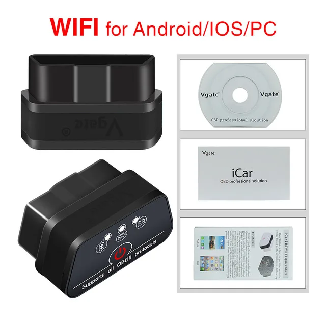 Vgate icar2 Bluetooth OBD2 диагностический инструмент ELM327 Bluetooth OBD 2 сканер Мини ELM327 для Android/PC считыватель кодов - Цвет: icar2 wifi