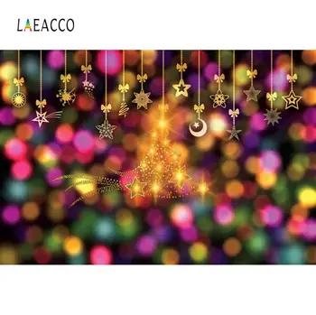 

Laeaco Merry Christmas Star Tree Polka Dots Light Bokeh Party Decor Child Baby Portrait Photo Background Photography Backdrop