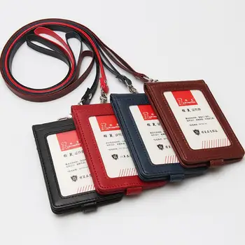 

2020 New PU Leather double card sleeve ID Badge Case Clear Bank Credit Card Badge Clip Badge Holder Accessories Id Card Holder