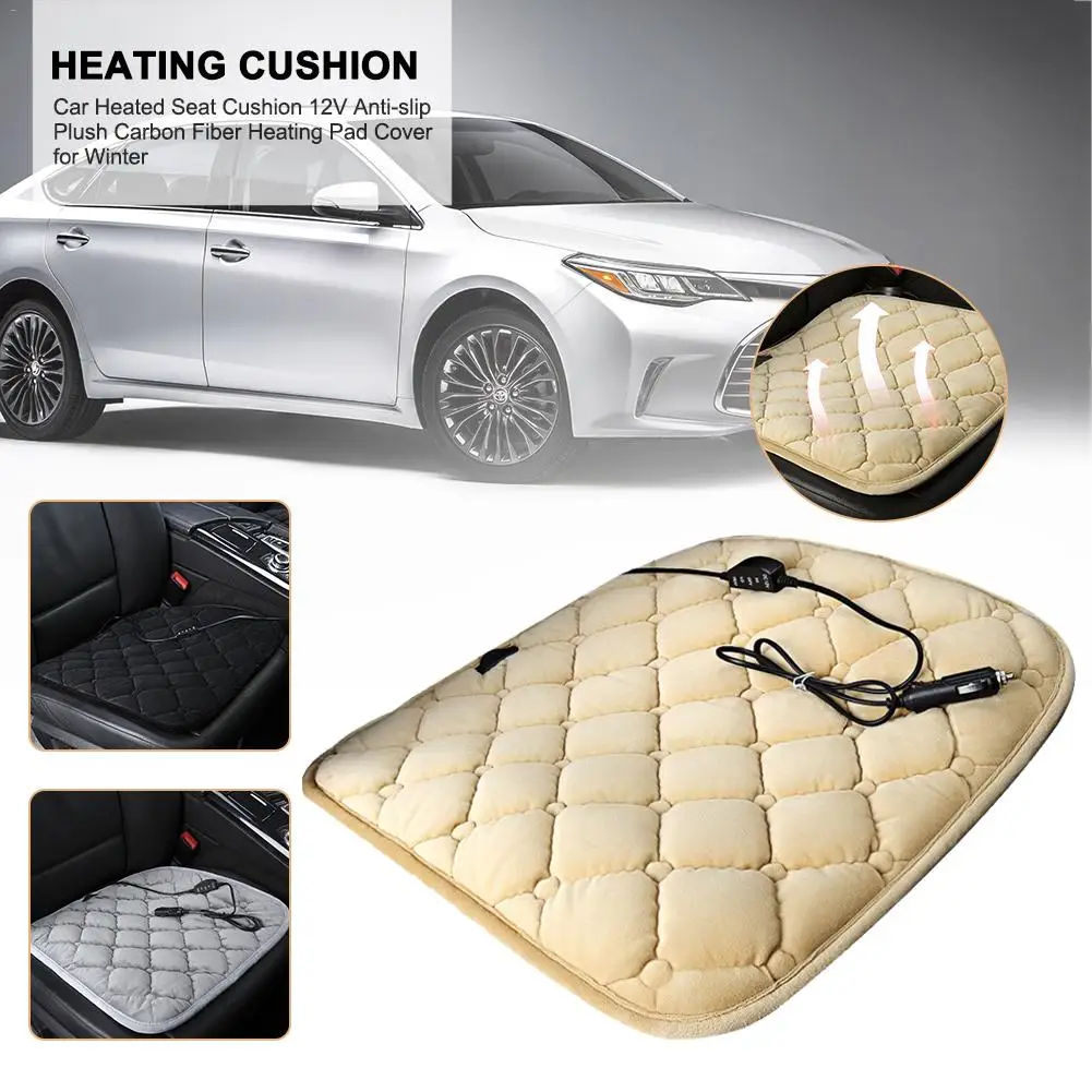 

Car Heated Seat Cushion 12V Anti-slip Plush Carbon Fiber Heating Pad Cover Scratch And Wera Resistant For Winter