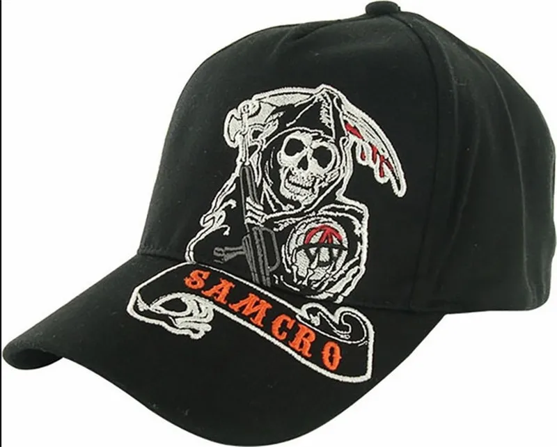 Новая черная бейсболка SOA Sons of Anarchy с вышивкой черепа, повседневная бейсболка шапка, модная Высококачественная Спортивная Кепка для гонок