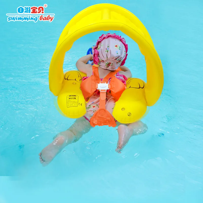 Genuine Inflatable Swimming Ring with Canopy Swimming Pool Accessories Float Water Fun Pool Toys Swim Ring Seat Boat Swimtrainer