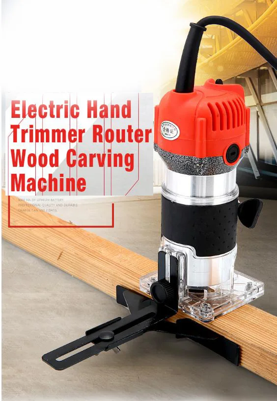 Electric Hand Wood Trimmer Wood Router 6.35mm Collet Carving Machine Cutter Woodworking Power Tools