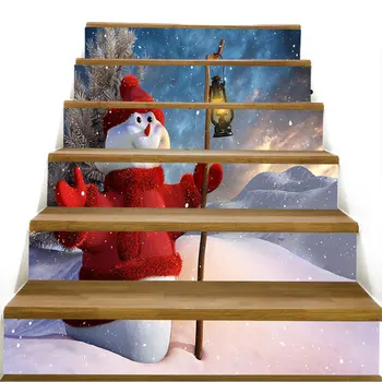 

Lifelike Stairway Stickers 6PCS/Set Christmas Tree Santa Claus Home Decor Office Stair Stickers Reusable PVC Restaurant Hotel