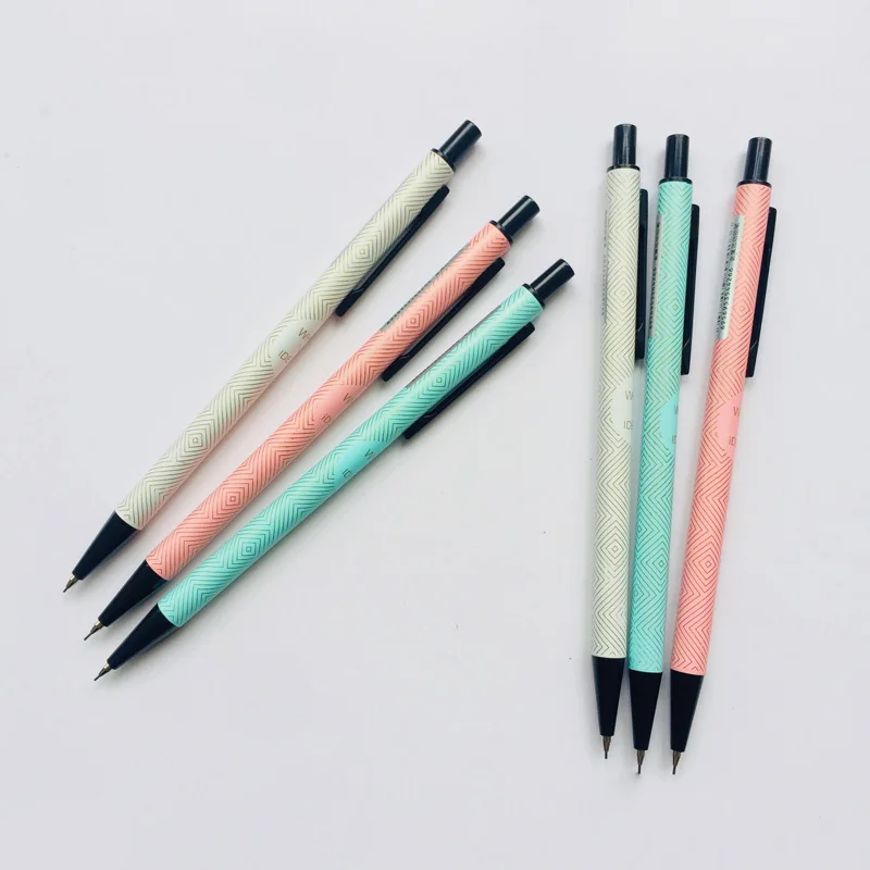 

1PCS Simple Candy Pastel Stripes Metal Press Automatic Mechanical Pencils School Office Supply 0.5mm