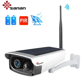 SANAN-cámara Solar IP para exteriores, videocámara de seguridad CCTV con batería, WIFI, alarma PIR, 20M, visión nocturna IR, IP66, P2P, nube, 1080P HD