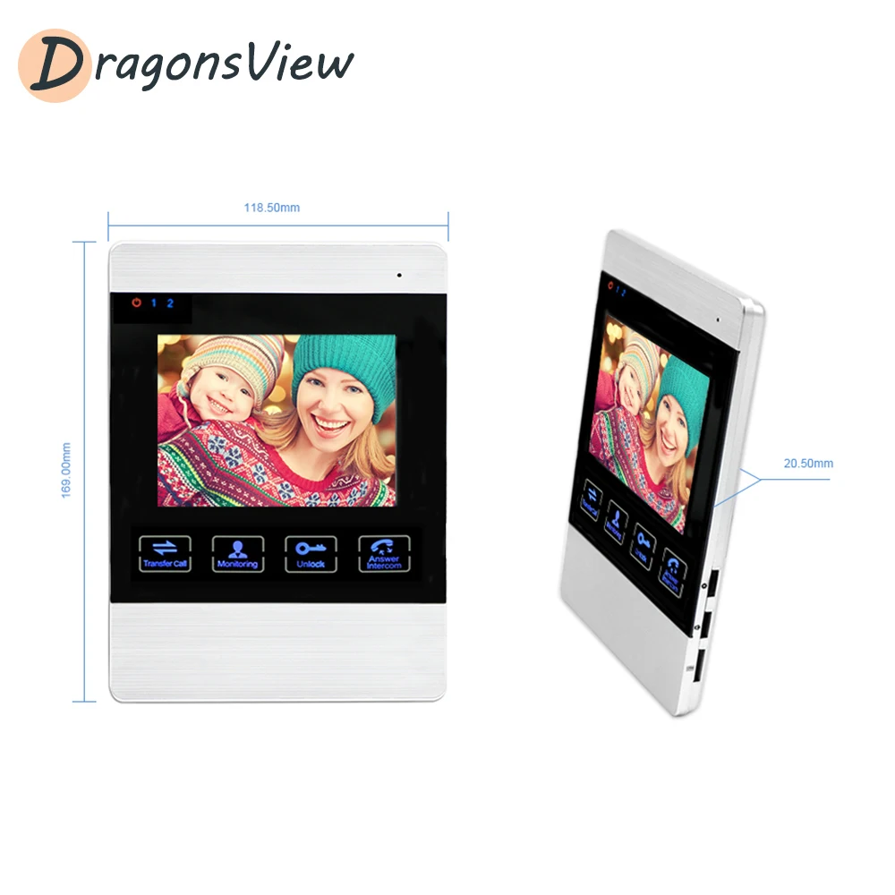 Видеодомофон Dragonsview проводной телефон для домашней двери 4 3 дюйма монитор с 1200