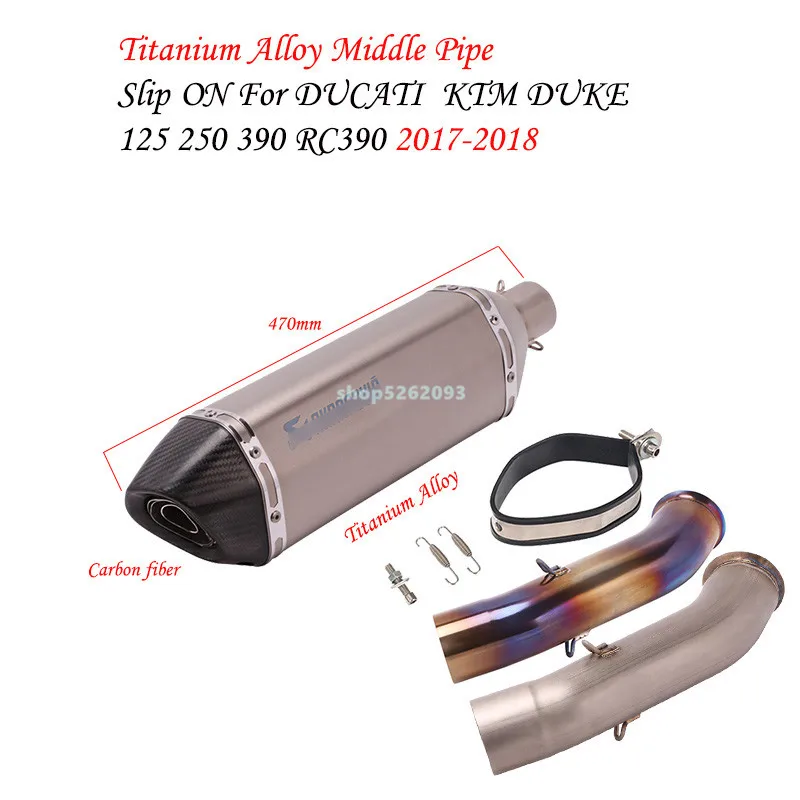 

Titanium Alloy Motorcycle Exhaust Tip Muffler Middle Connect Link Pipe Titanium Alloy For KTM Duke 125 250 390 RC390 2017 2018