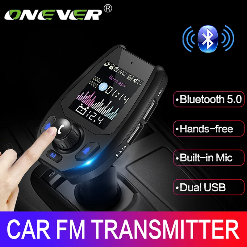 Onever Bluetooth 5,0 5V3. 1A fm-передатчик Bluetooth адаптер батарея напряжение двойное зарядное устройство USB с голосовыми подсказками модулятор Новый