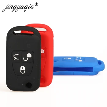 Keyforkess 30pcs custodia in Silicone per chiave Auto per Mercedes Benz ML C CL S SL SEL Auto Fob 3 pulsanti Flip Fold Key Protector Cover gomma