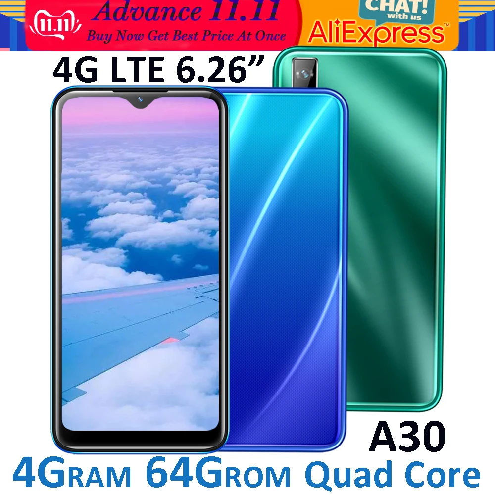 Смартфон A30 4G LTE 6 26 дюйма 4 + 64 ГБ 13 МП ядра|Смартфоны| |