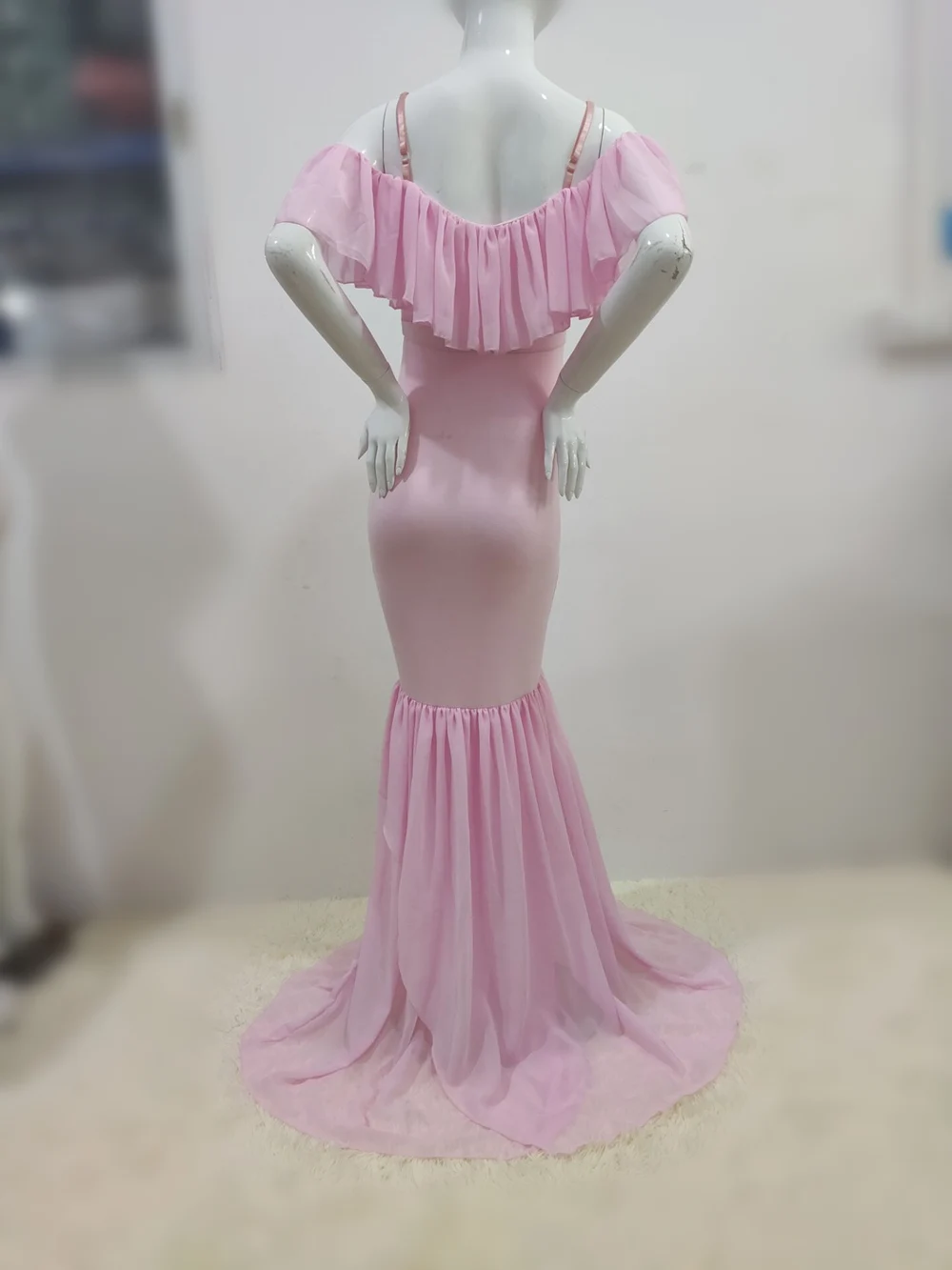 Women Dress Maternity Photography Props Mermaid Pregnancy Dresses For Photo Shoot 2019 Sexy Shoulderless Pregnant Maternity Gown (3)