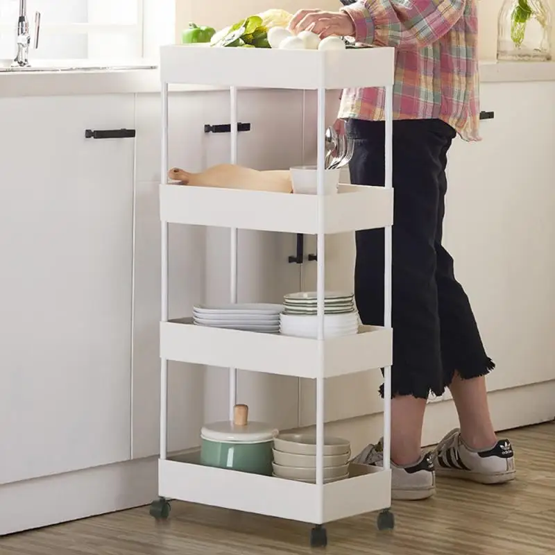 Movable Dining 4 Layer Tea Cart Small Living Room Side Cabinet Beauty Salon Trolley Kitchen Shelf Accessories HWC | Дом и сад