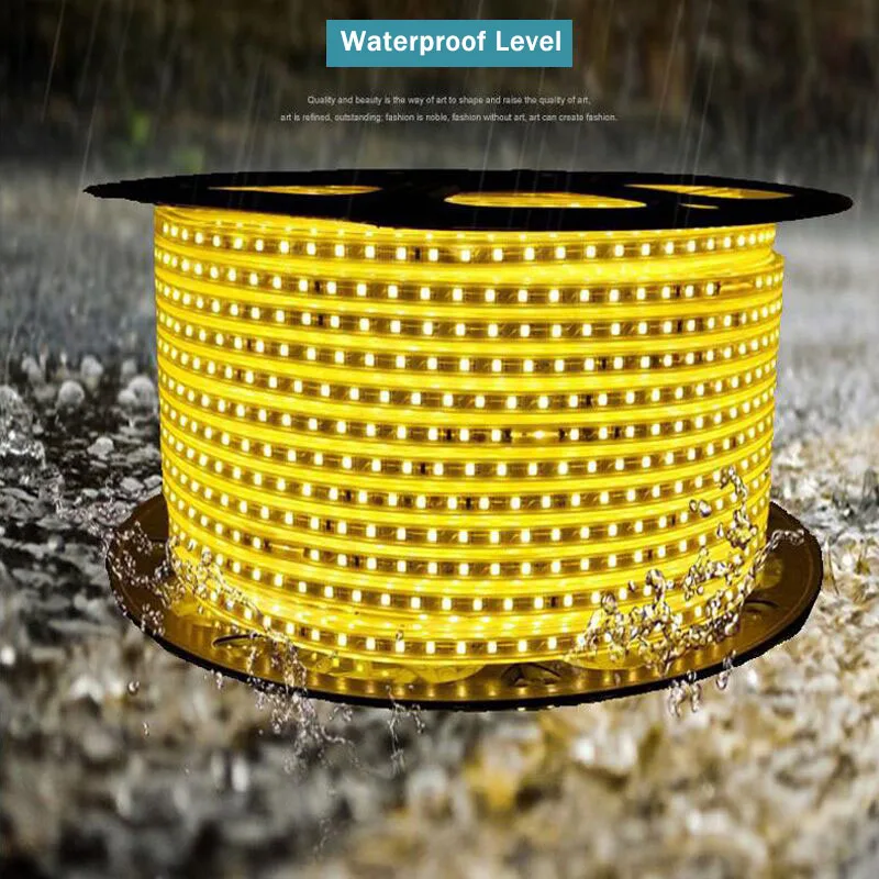 cheap GBKOF Super Bright SMD2835 220V LED Strip Light 1M 5M 10M 15M 20M 25M Kitchen Outdoor Garden Lamp Tape with EU Plug