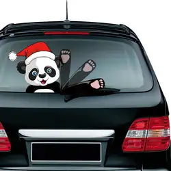 Рождественское украшение для автомобиля, Рождественская панда, стикер стеклоочистителя, съемная Автомобильная задняя наклейка на