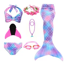 Mermaid Bathing Suit Tail Dress Costume Girl Children Swimming Monofin with Mermaid Tails Girl Sexy Swimsuit Christmas Cosplay