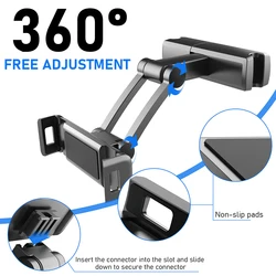 Support de téléphone réglable pour tablette de siège arrière de voiture, pour PC de 5.5 à 12.3 pouces, appui tête rotatif à 360 degrés 