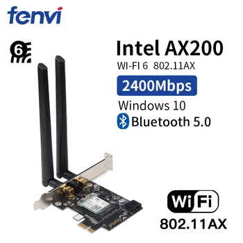 

Dual Band 2.4Gbps PCIe Wifi Card Gigabit Network Card Bluetooth 5.0 Wi-Fi 6 AX200 Wireless Adapter For Pc Desktop Windows 10