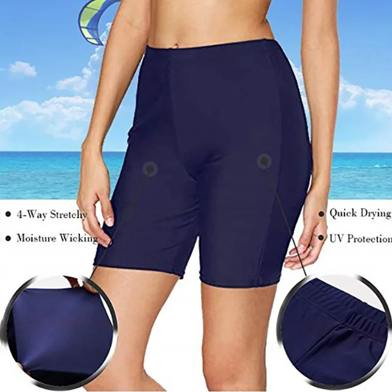 Женские шорты для плавания, консервативные, боксерские, анти-бегущие, женские, цельные, большие размеры, черные, Шорты для плавания