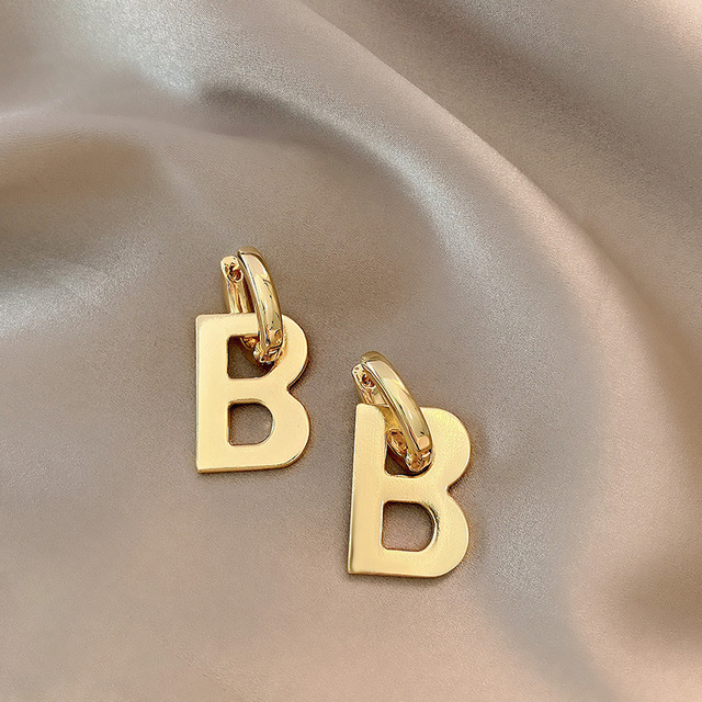 B Copper 16 K High Quality Drop Earrings for Women Men Trendy Elegant Korean Minimalist Gold Silver Color Earrings Gifts