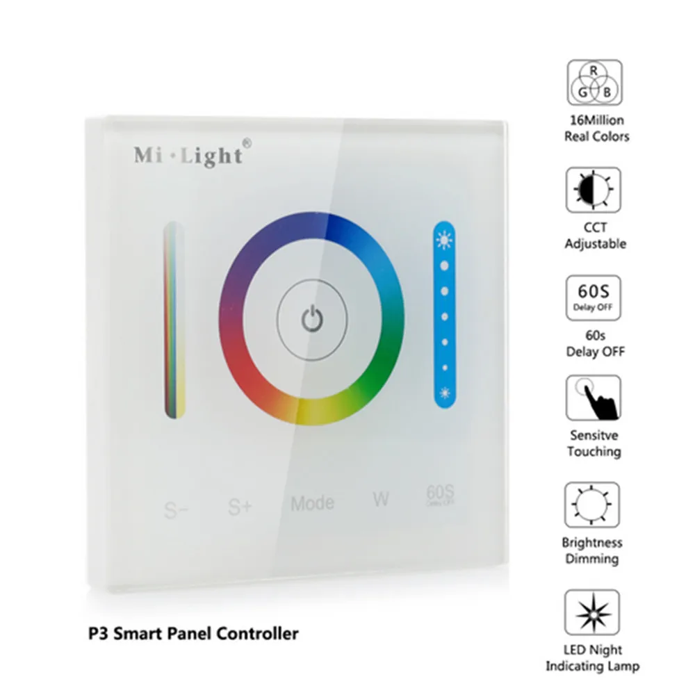 Milight умный светодиодный панельный контроллер P1 P2 P3, цветной регулятор температуры, RGB CCT, настенный сенсорный переключатель, панельный контроллер